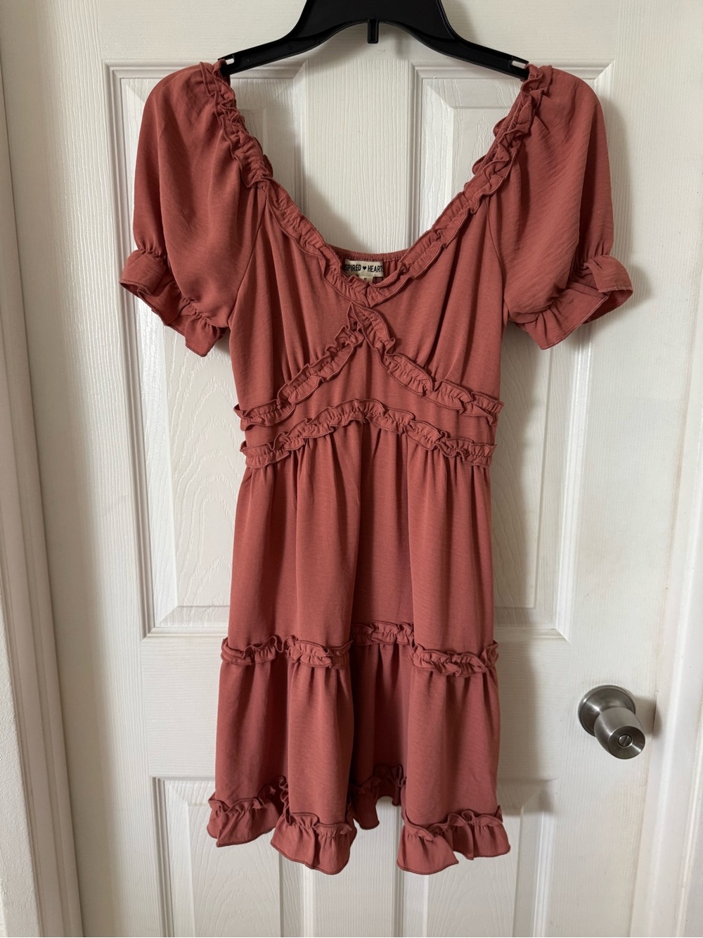Inspired Hearts Dusty Rose V-Neck Mini Dress